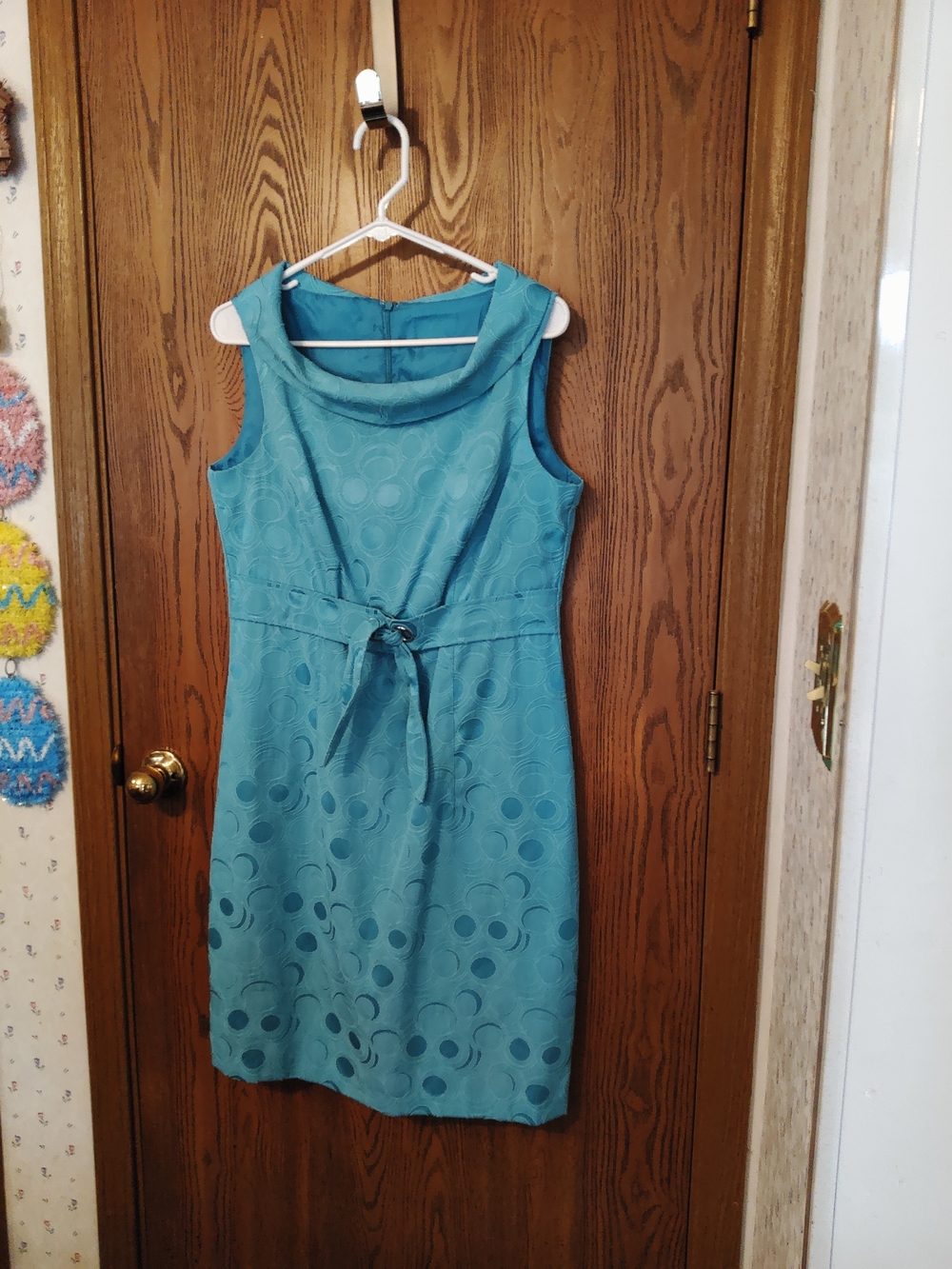 Source Unknown Teal Sleeveless Midi Dress with Waist Tie